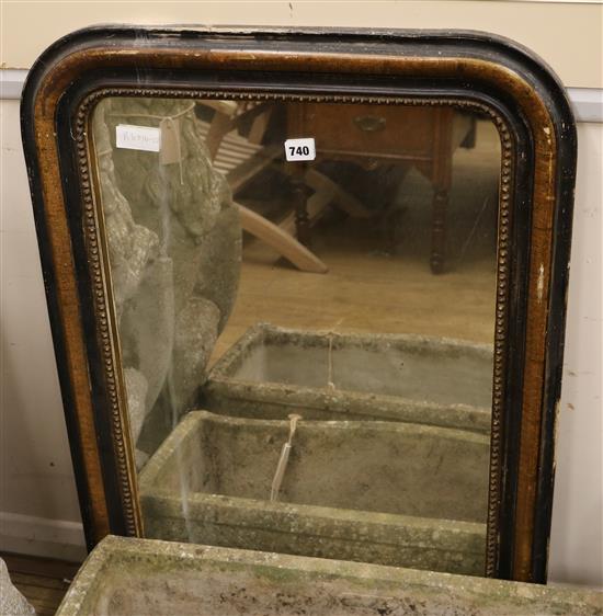 An overmantel mirror W.62cm